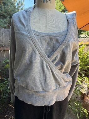 Porridge Layered Cut-Out Gray Hoodie Top